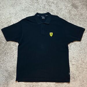 Y2K Ferrari Men's Black Polo Shirt Embroidered Logo Size XXL